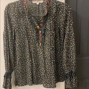 Charcoal  with floral blouse